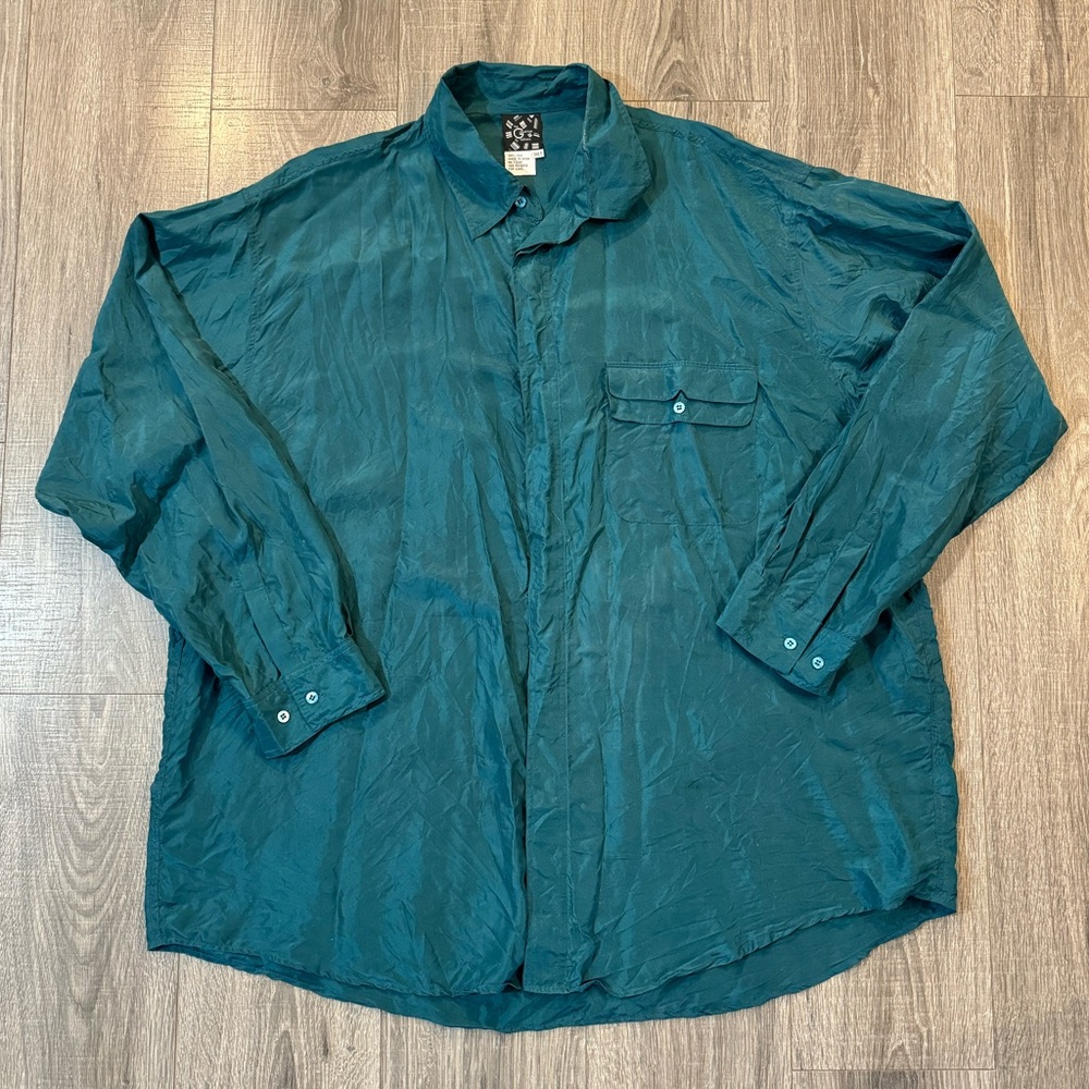 THE GCOLLECTION - GREEN 100% SILK SHIRT